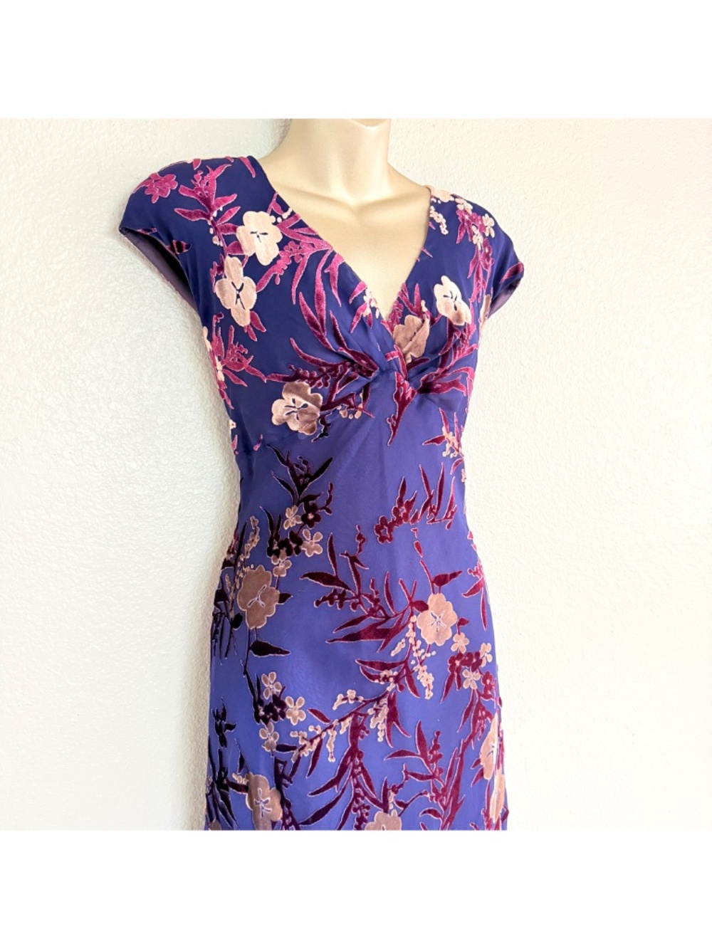 VTG 90s Whimsigoth Fairy Grunge Purple Velvet Burnout Floral Maxi Dress | 14 - Picture 3 of 15